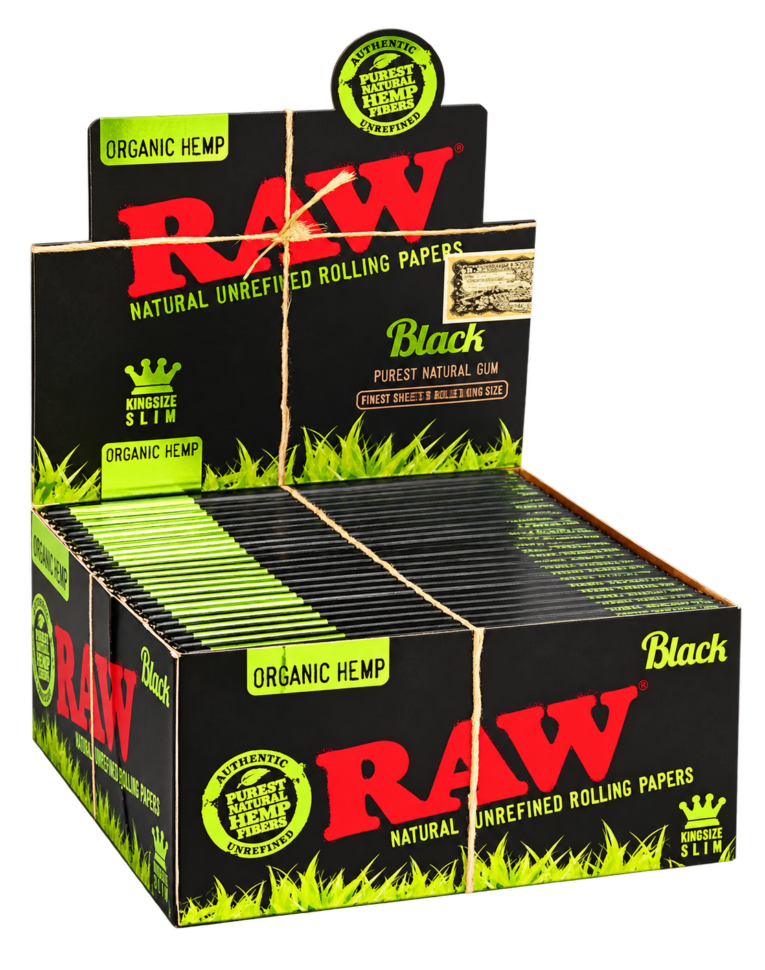 Display de seda RAW Organic Hemp Black King Size Slim